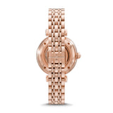Emporio Armani Gianni T-Bar Silver Dial Rose Gold Steel Strap Watch For Women - AR60023