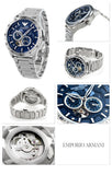 Emporio Armani Mario Chronograph Automatic Blue Dial Silver Steel Strap Watch For Men - AR60052