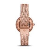 Emporio Armani Meccanico Automatic White Dial Rose Gold Mesh Strap Watch For Women - AR60063
