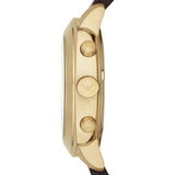 Emporio Armani Sportivo Chronograph Gold Dial Brown Leather Strap Watch for Men - AR6062