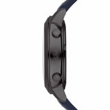 Emporio Armani Sportivo Chronograph Silver Dial Blue Leather Strap Watch for Men - AR6086