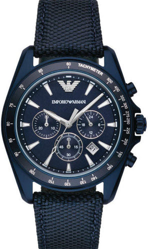 Emporio Armani Sportivo Chronograph Blue Dial Blue Nylon Strap Watch for Men - AR6132