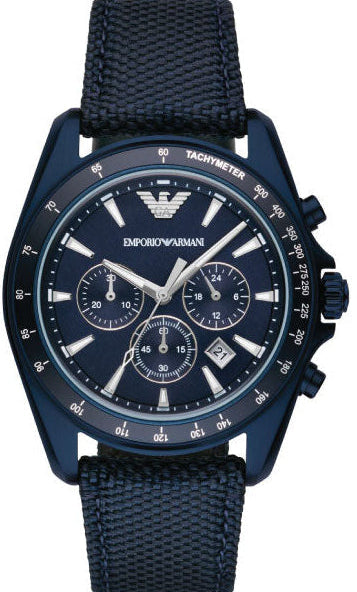 Emporio Armani Sportivo Chronograph Blue Dial Blue Nylon Strap Watch for Men - AR6132