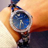 Emporio Armani Chiara Blue Dial Blue Leather Strap Watch for Women - AR7330