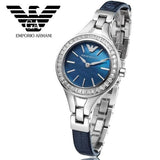 Emporio Armani Chiara Blue Dial Blue Leather Strap Watch for Women - AR7330