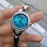 Emporio Armani Chiara Blue Dial Blue Leather Strap Watch for Women - AR7330