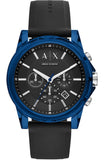 Armani Exchange Outerbanks Chronograph Black Dial Black Silicone Strap Watch For Men - AX1339