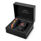Armani Exchange Cayde Analog Black Dial Black Leather Strap Watch For Men - AX7120