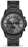 Armani Exchange Chronograph Black Dial Black Steel Strap Watch For Men - AX7140