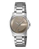 Gucci G Timeless Brown Dial Silver Steel Strap Watch For Women - YA126526