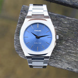D1 Milano Ultra Thin Blue Dial Silver Steel Watch for Men - D1-UTBJ03