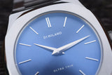 D1 Milano Ultra Thin Blue Dial Silver Steel Watch for Men - D1-UTBJ03