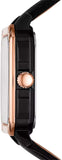 Fossil Inscription Automatic Skeleton Rose Gold Dial Black Leather Strap Watch for Men - BQ2572