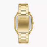 Fossil Inscription Multifunction Black Dial Gold Steel Strap Watch for Men - BQ2656