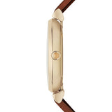 Emporio Armani Gianni T Bar Quartz Pink Mother of Pearl Dial Brown Leather Strap Watch For Women - AR1960