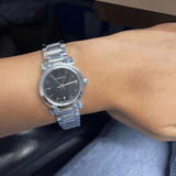 Burberry The City Black Dial Silver Steel Strap Watch for Women - BU9201