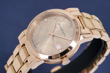 Burberry The City Diamonds Rose Gold Dial Rose Gold Steel Strap Watch for Women - BU9126