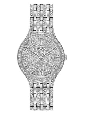 Bulova Crystal Collection Silver Dial Silver Steel Strap Watch for Women - 96L243