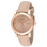 Burberry The City Beige Dial Beige Leather Strap Watch for Women - BU9109