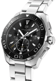 Tag Heuer Aquaracer Quartz Chronograph Black Dial Silver Steel Strap Watch for Men - CAY111A.BA0927