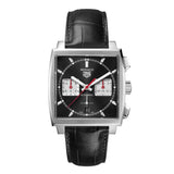 Tag Heuer Monaco Automatic Chronograph Black Dial Black Leather Strap Watch for Men - CBL2113.FC6177
