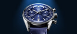 Tag Heuer Carrera Chronograph Blue Dial Blue Leather Strap Watch for Men - CBS2212.FC6535