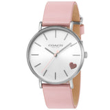 Coach Perry Silver Dial Pink Leather Strap Watch for Women - 14503516