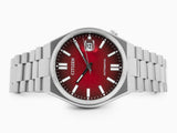 Citizen Tsuyosa Automatic Red Dial Silver Steel Strap Watch For Men - NJ0150-56W