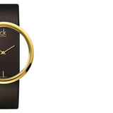 Calvin Klein Glam Transparent Dial Brown Leather Strap Watch for Women - K9423503