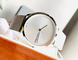 Calvin Klein Minimal Silver Dial Silver Mesh Bracelet Watch for Men - K3M211Y6