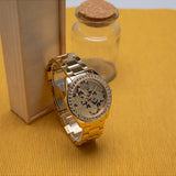 Guess G Twist Diamonds Gold Dial Gold Steel Strap Watch For Women - W1201L2