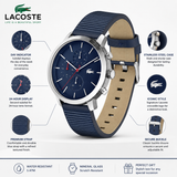 Lacoste Replay Chronograph Blue Dial Blue Leather Strap Watch for Men - 2011176