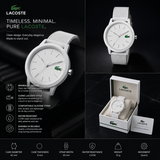 Lacoste 12.12 White Dial White Silicon Strap Watch for Men - 2010984