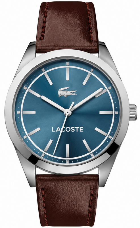 Lacoste Edmonton Blue Dial Brown Leather Strap Watch for Men - 2010889