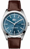 Lacoste Edmonton Blue Dial Brown Leather Strap Watch for Men - 2010889