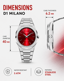 D1 Milano Ultra Thin Red Dial Silver Steel Strap Watch for Men - D1-UTBJ05