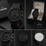 Lacoste 12.12 Chronograph Black Dial Black Silicon Strap Watch for Men - 2011243
