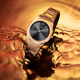 D1 Milano Ultra Thin Black Dial Gold Steel Strap Watch for Men - D1-UTBJ42