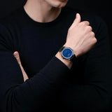D1 Milano Ultra Thin Blue Dial Gray Steel Strap Watch for Men - D1-UTBJ12