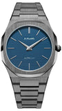 D1 Milano Ultra Thin Blue Dial Gray Steel Strap Watch for Men - D1-UTBJ12