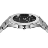 D1 Milano Ultra Thin Black Dial Silver Steel Strap Watch for Men - D1-UTBJ14