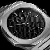 D1 Milano Ultra Thin Black Dial Silver Steel Strap Watch for Men - D1-UTBJ14