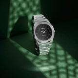 D1 Milano Ultra Thin Black Dial Silver Steel Strap Watch for Men - D1-UTBJ14