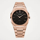D1 Milano Ultra Thin Black Dial Gold Steel Strap Watch for Men - D1-UTBJ42