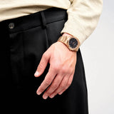 D1 Milano Ultra Thin Black Dial Gold Steel Strap Watch for Men - D1-UTBJ42