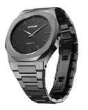 D1 Milano Ultra Thin Re-Gun Black Dial Gray Steel Strap Watch for Men - D1-UTBJ41