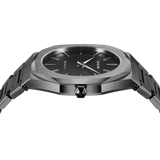 D1 Milano Ultra Thin Black Dial Gray Steel Strap Watch for Men - D1-UTBJ15
