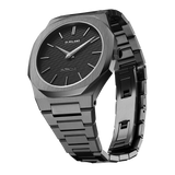D1 Milano Ultra Thin Black Dial Gray Steel Strap Watch for Men - D1-UTBJ15