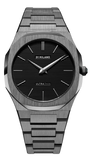 D1 Milano Ultra Thin Black Dial Gray Steel Strap Watch for Men - D1-UTBJ15