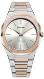 D1 Milano Ultra Thin Silver Dial Two Tone Strap Watch for Women - D1-UTBJ01